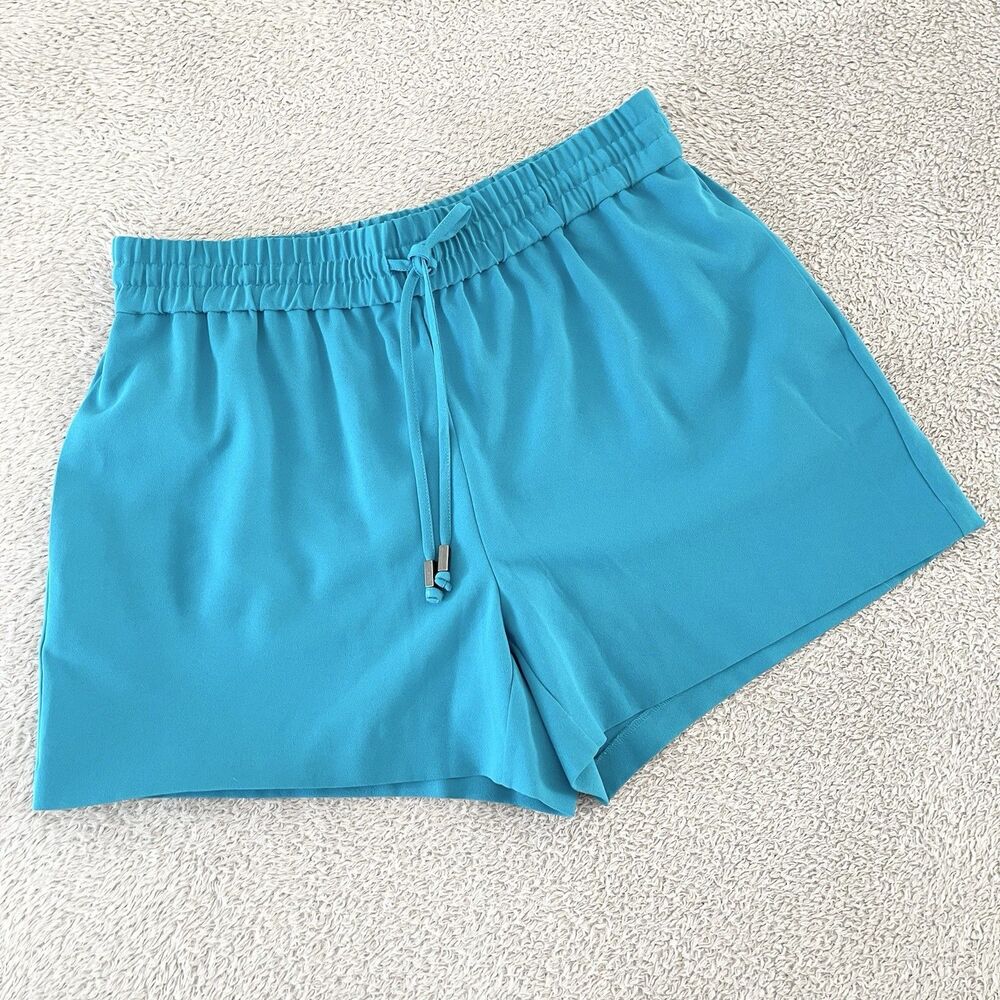ALICE + OLIVIA Aqua Blue Casual Shorts Size S Elastic Waist Pull On $195 Pockets